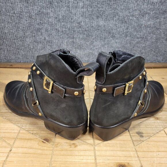 Naot Taku Ankle Boots Women's 8 - 8.5 Black Leather Comfort Studded Buckle Strap - Picture 6 of 9
